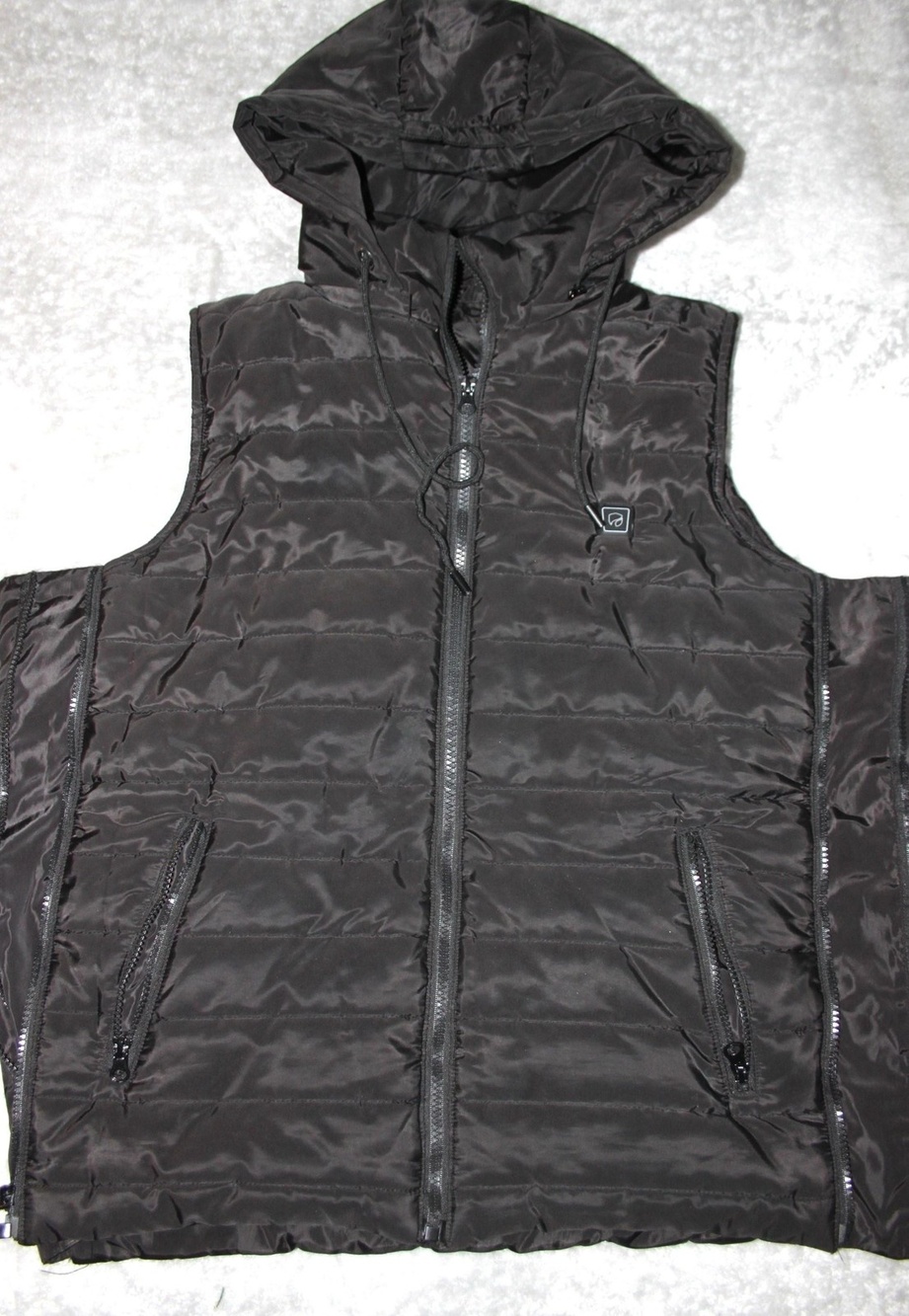 Dr.Prepare Vest Mens M Black Quilted Heated Hooded Insulated Full Zip Pockets